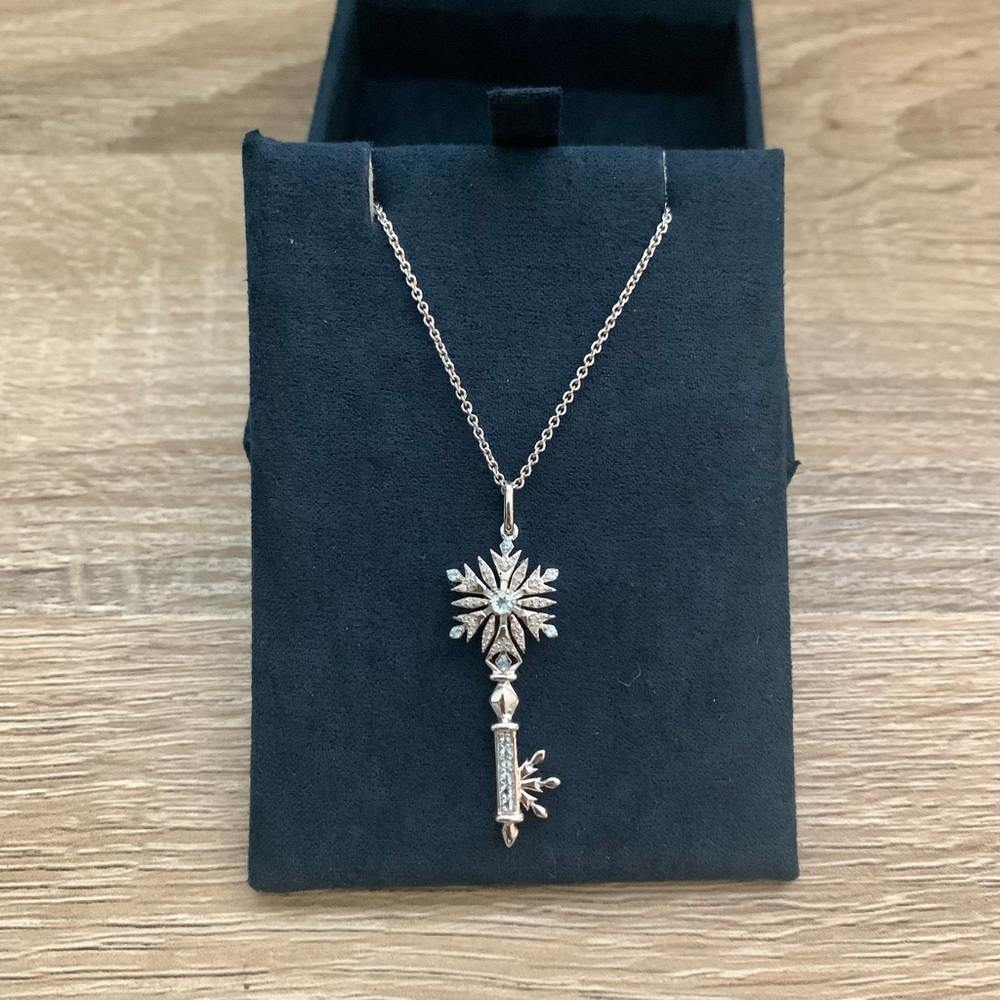 Enchanted Disney Fine Jewelry Sterling Silver & Topaz Elsa Key Necklace